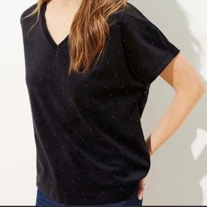 Loft studded black velvet top - NWT